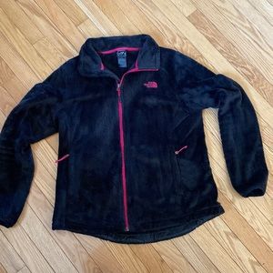 Women’s North Face fuzzy fleece jacket size large